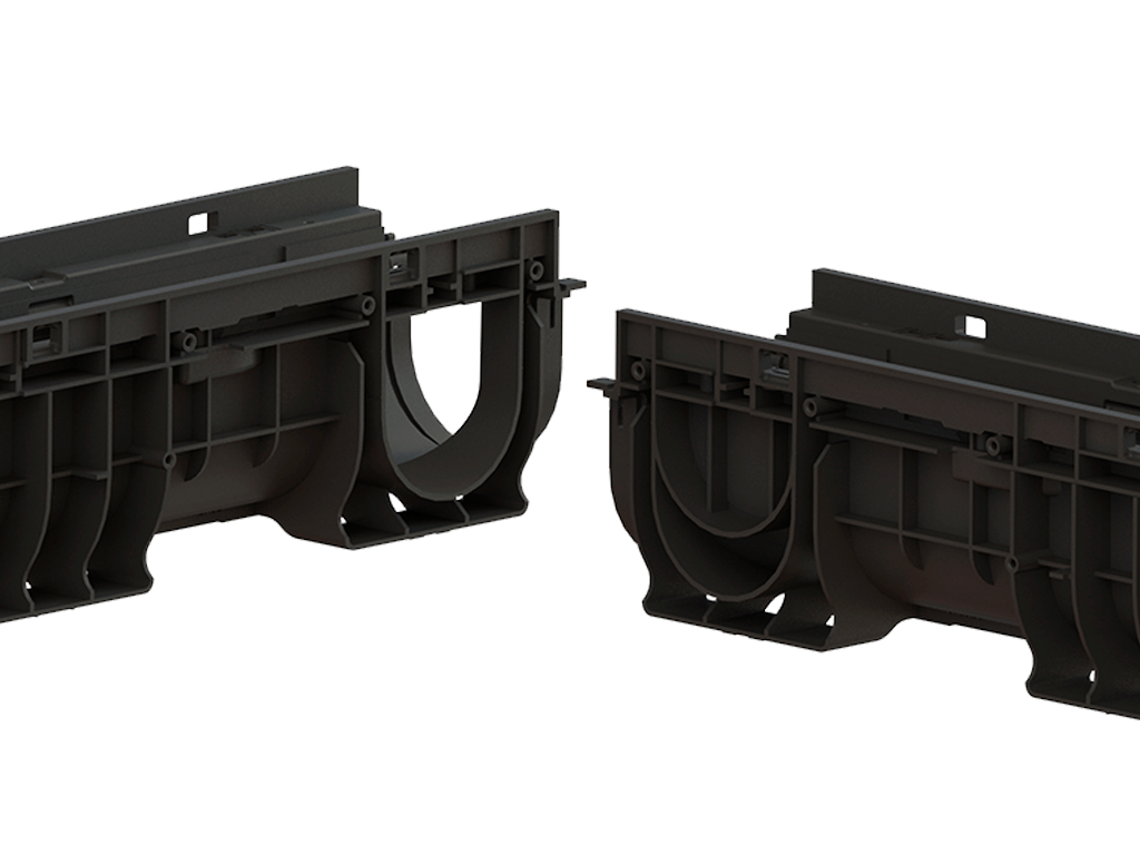 Лоток водоотводный пластиковый BASE DN100 H150 с решеткой щелевой стальной оцинкованной A15